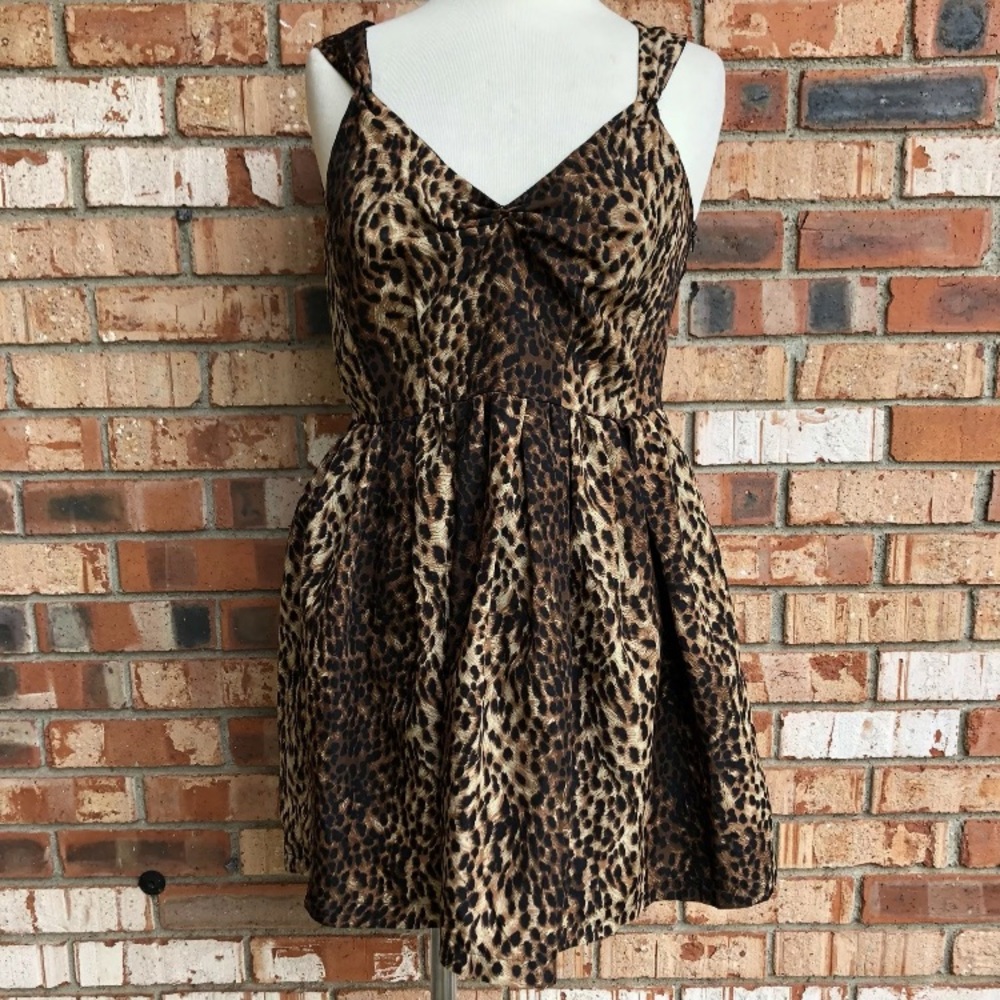 Zara Woman Size Medium Brown and Black Animal print peplum top